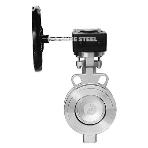 Tvöfaldur sérvitringur afkastamikil fiðrildisventill