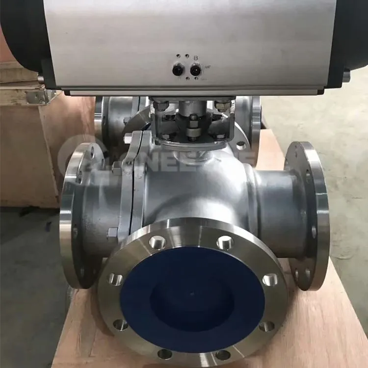 Pneumatic ryðfríu stáli 3-vega kúluventill